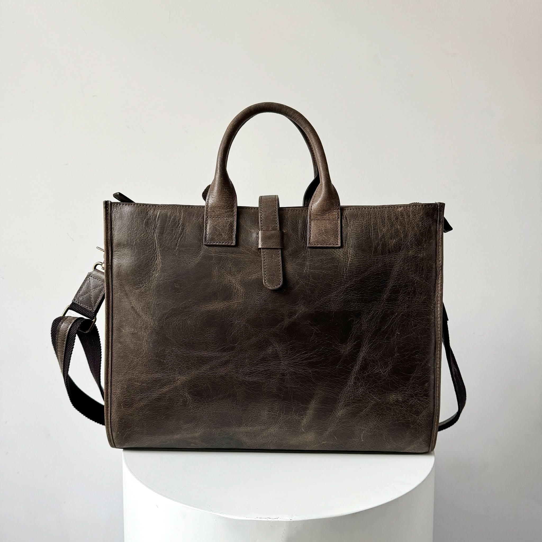 16" Crazy Horse Full-Grain Leather Briefcase