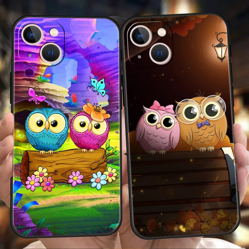 Cute Cartoon Owl Phone Case Cover For iPhone 15 14 13 12 11 Pro Max X XR 8 7