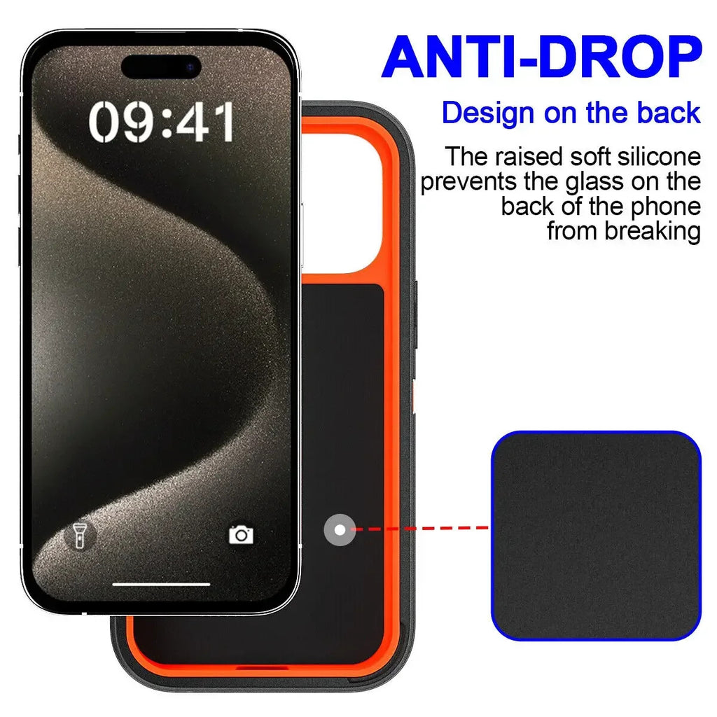 3 in 1 Defend Case For iPhone 16 11 12 13 14 Pro Max 15 Plus 7 8 SE 2022 Xs XR