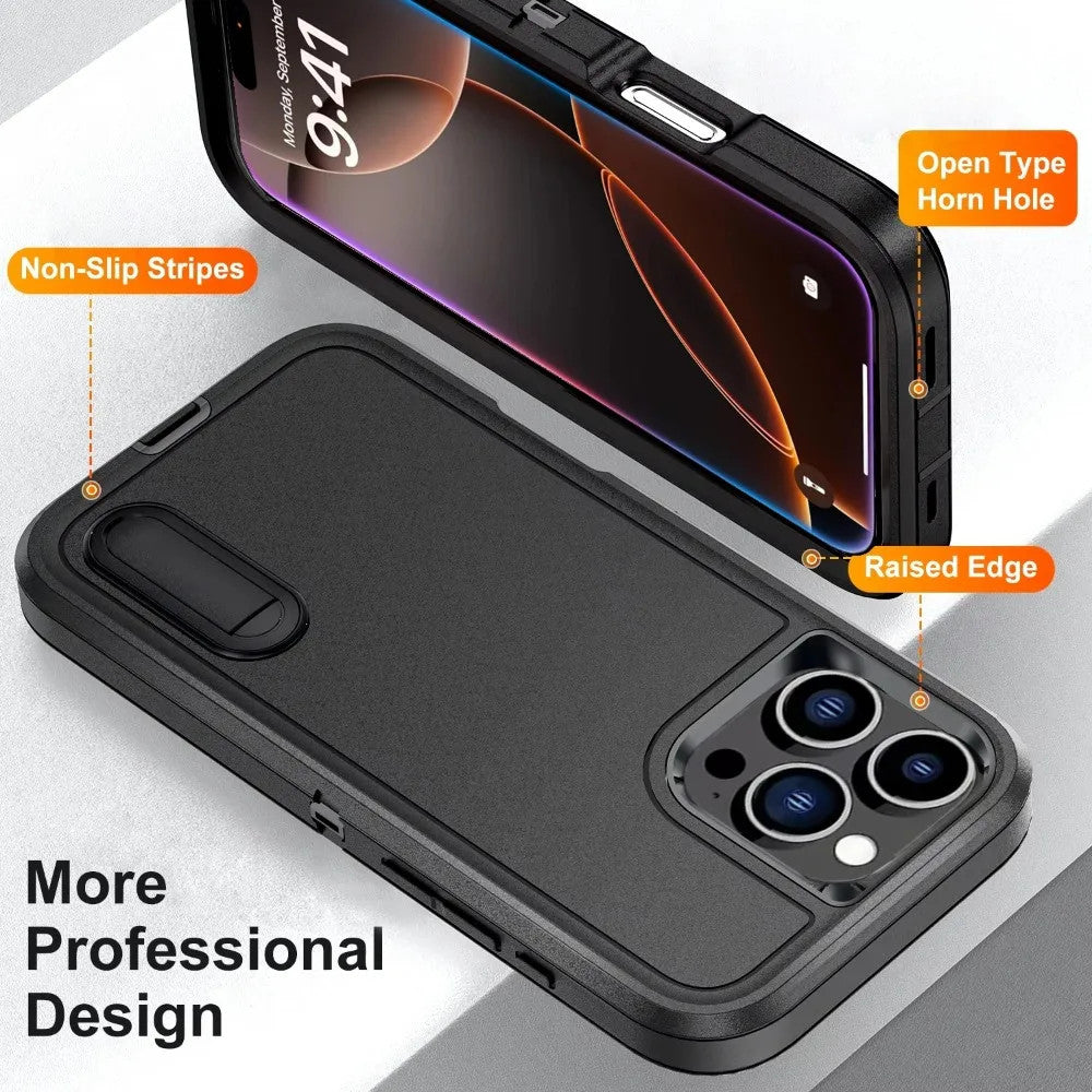3IN1 Hybrid Military Anti-Shock Strong Phone Case For iPhone 17 Air 16 11 12 13