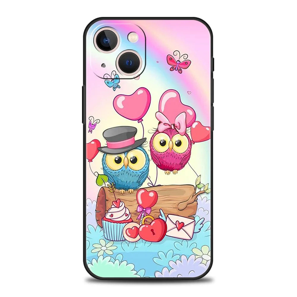 Cute Cartoon Owl Phone Case Cover For iPhone 15 14 13 12 11 Pro Max X XR 8 7