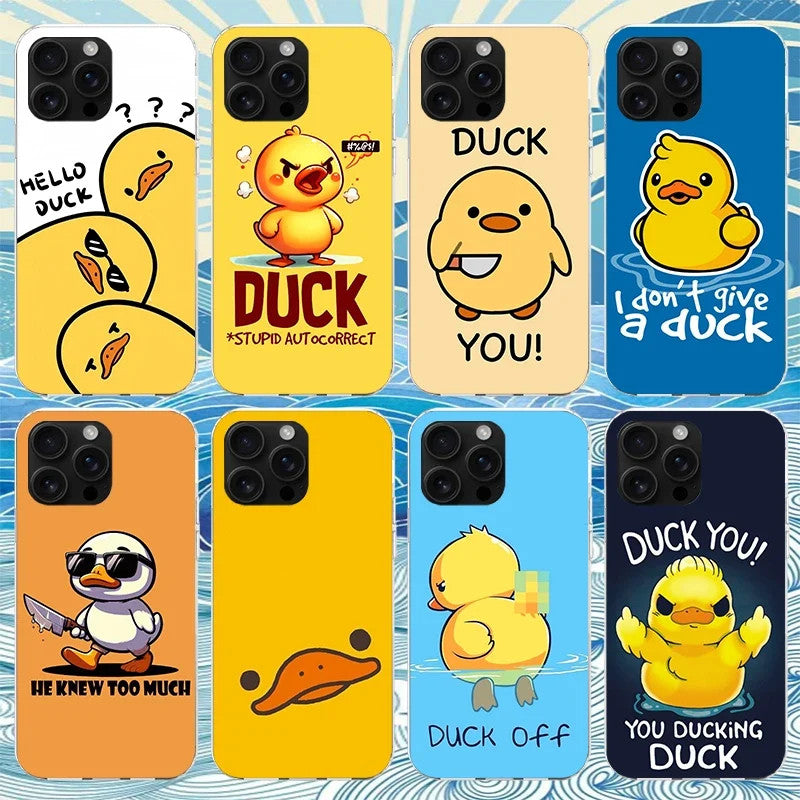 Funny Cute Yellow Duck You Phone Case For iPhone 11 12 13 Mini 14 15 Plus 17