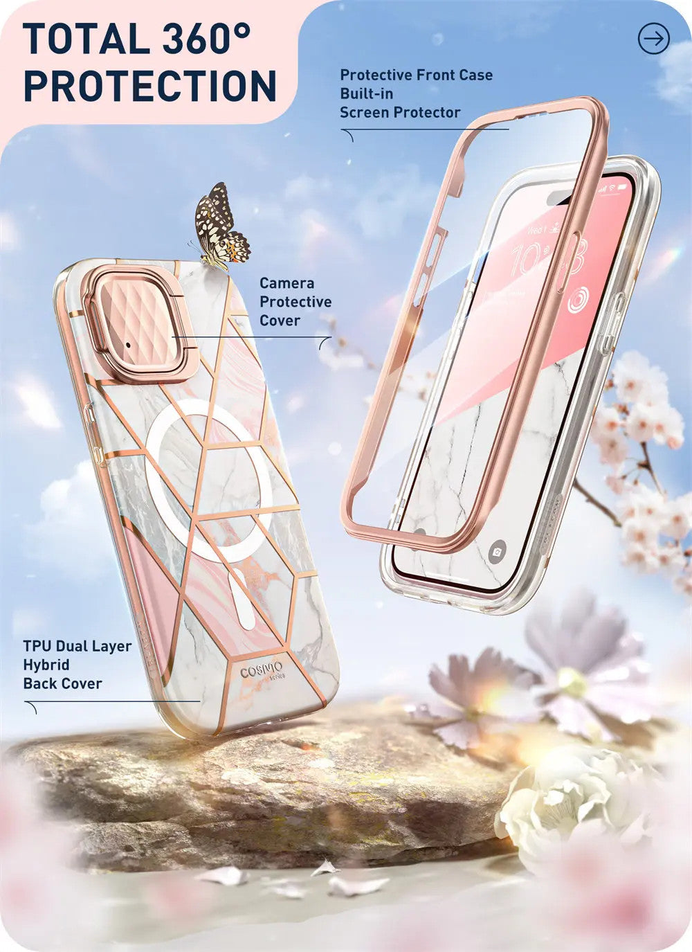 For iPhone 15/14/13 Case 6.1" I-BLASON Cosmo Mag Slim Stylish Full-Body