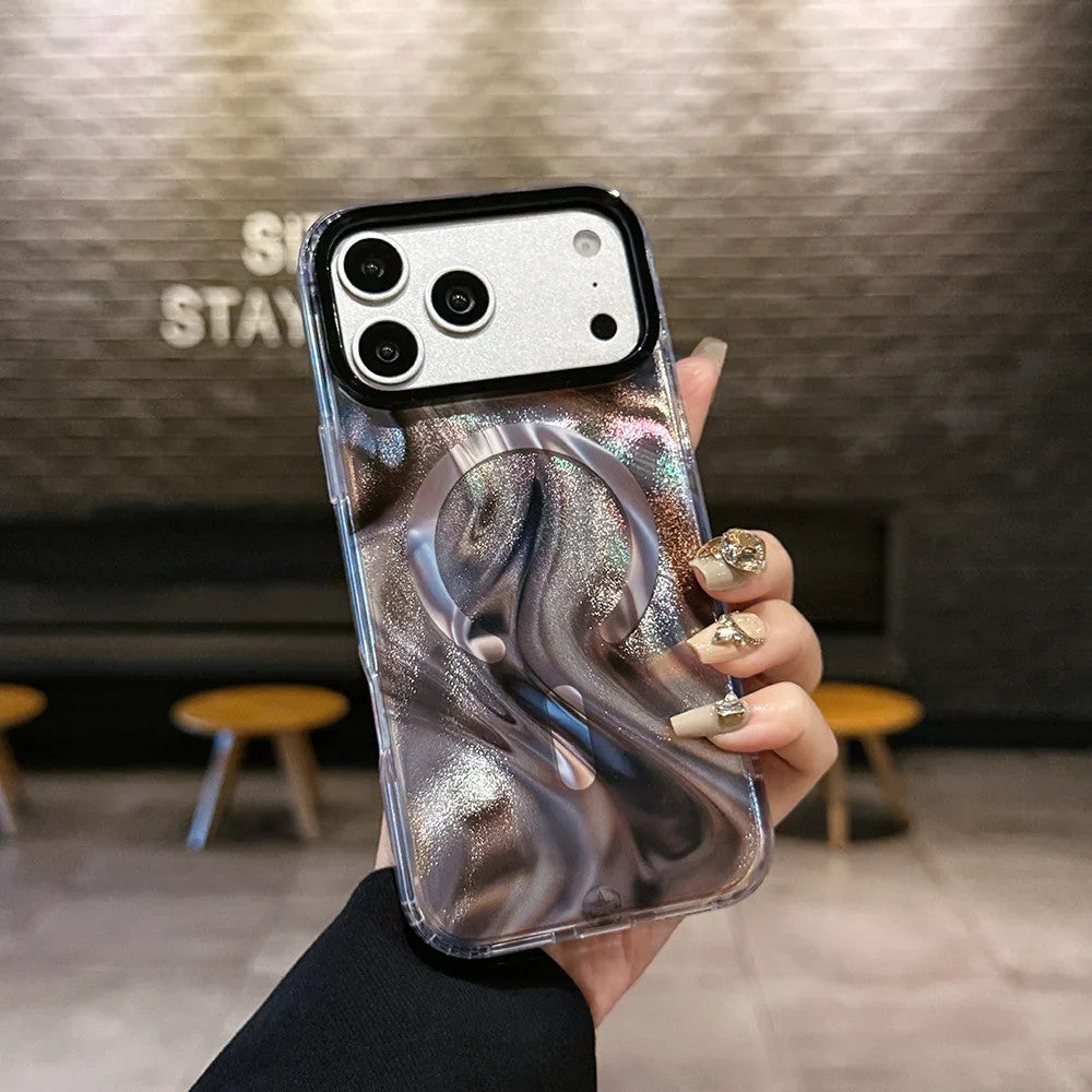 Glitter Shell Marble Magnetic Soft Case for IPhone 17 16 15 14 13 Pro Max Plus