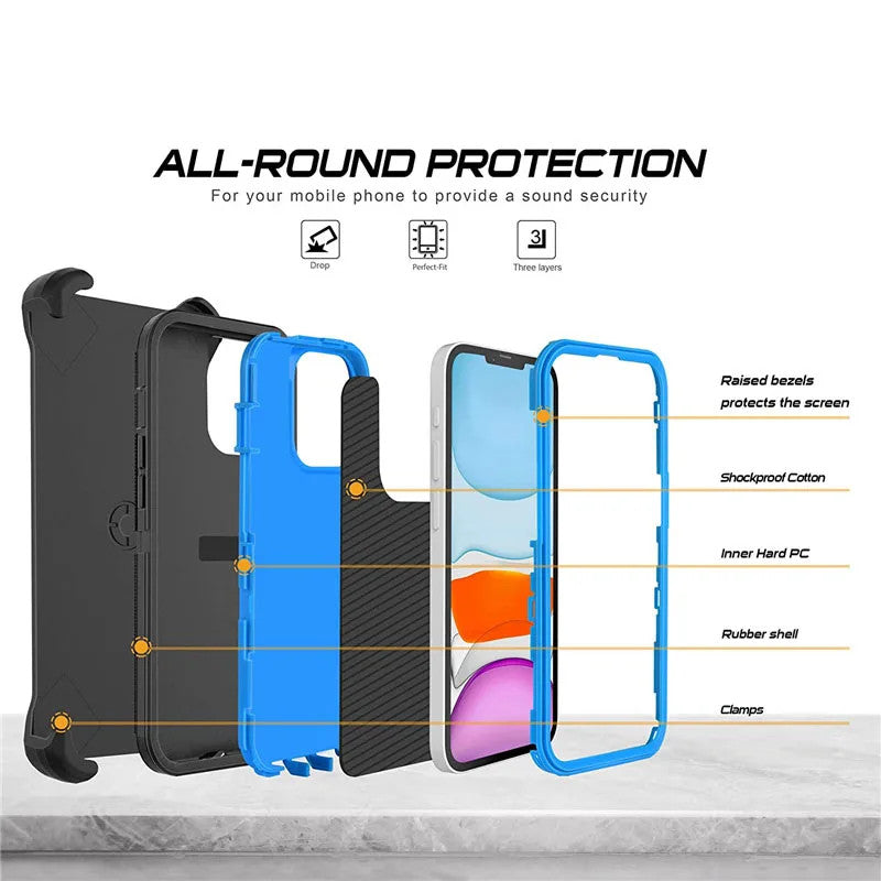 Defender Case for iPhone 14 Plus 13 15 Pro Max 11 Pro Max 12 Mini XR X XS Max 7