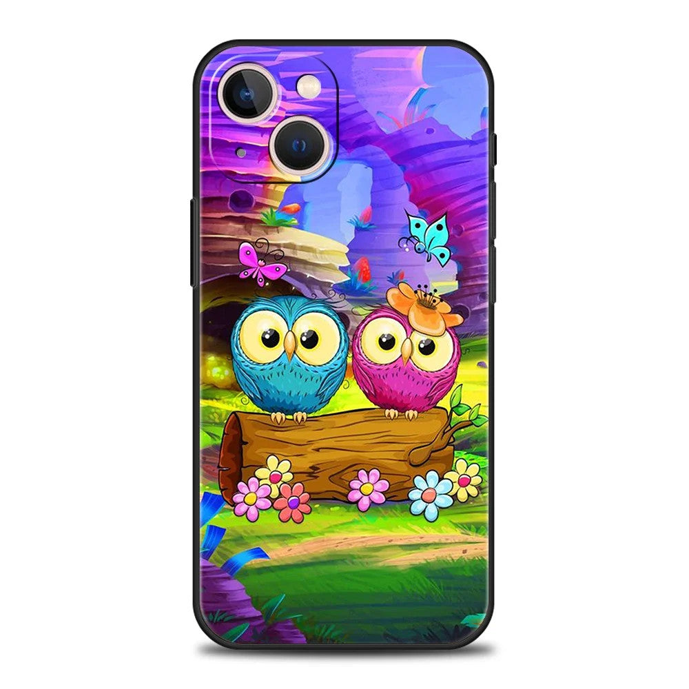 Cute Cartoon Owl Phone Case Cover For iPhone 15 14 13 12 11 Pro Max X XR 8 7