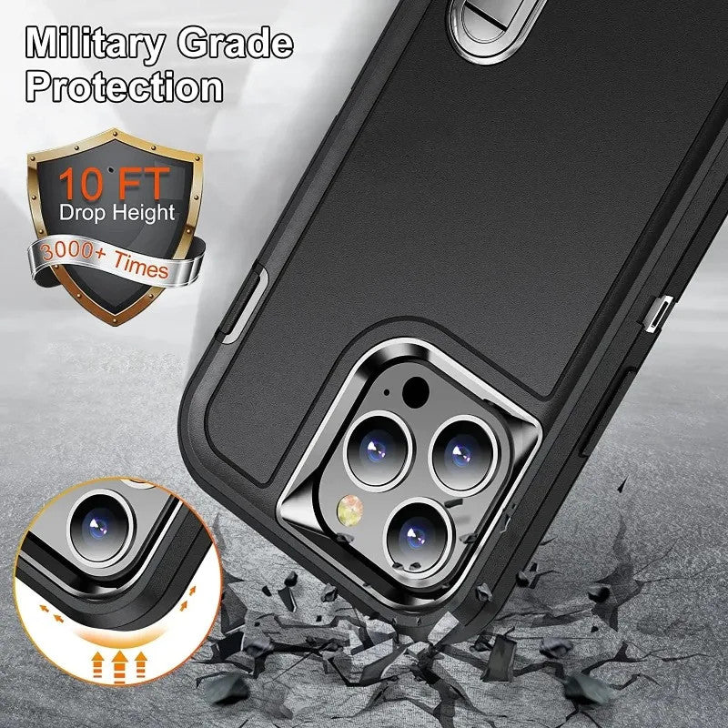3IN1 Hybrid Military Anti-Shock Strong Phone Case For iPhone 17 Air 16 11 12 13