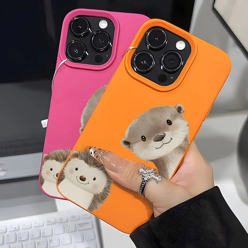 Cute Hybrid And Hedgehog Phone Case For iPhone 17 16 15 14 13 12 11 Pro Max 14