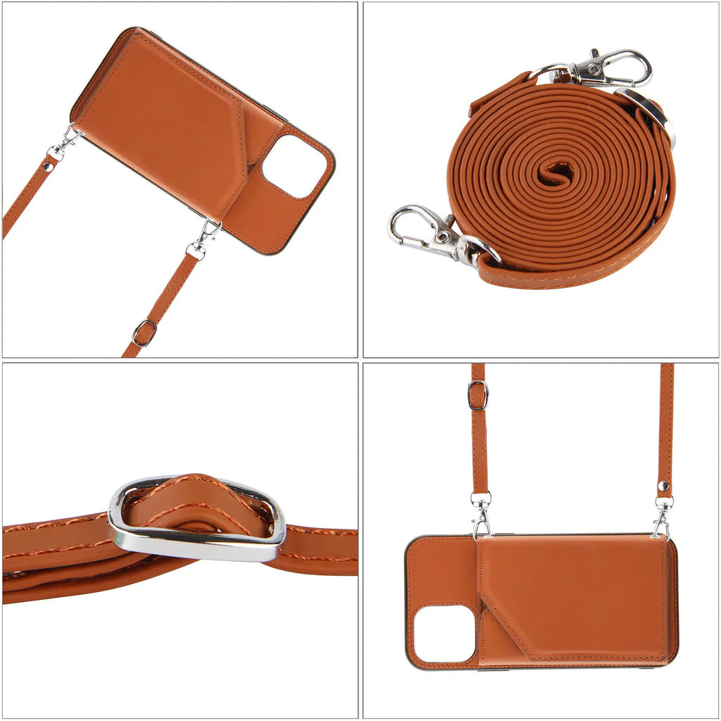 Lanyard Crossbody leather Case For iPhone 13 12 11 Pro Max XS MAX XR X 7 8 Plus