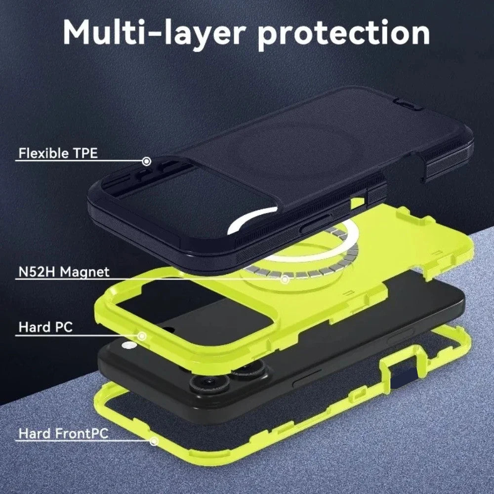 Hybrid OTT Armor Protection Magnetic Case For iPhone Air 17 16 15 14 Plus 13 12