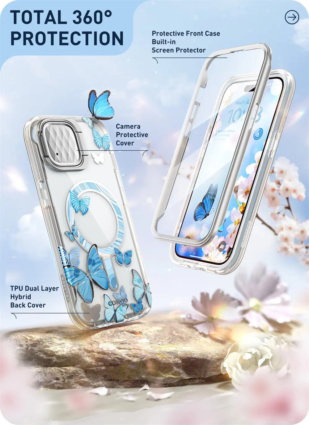 For iPhone 15/14/13 Case 6.1" I-BLASON Cosmo Mag Slim Stylish Full-Body