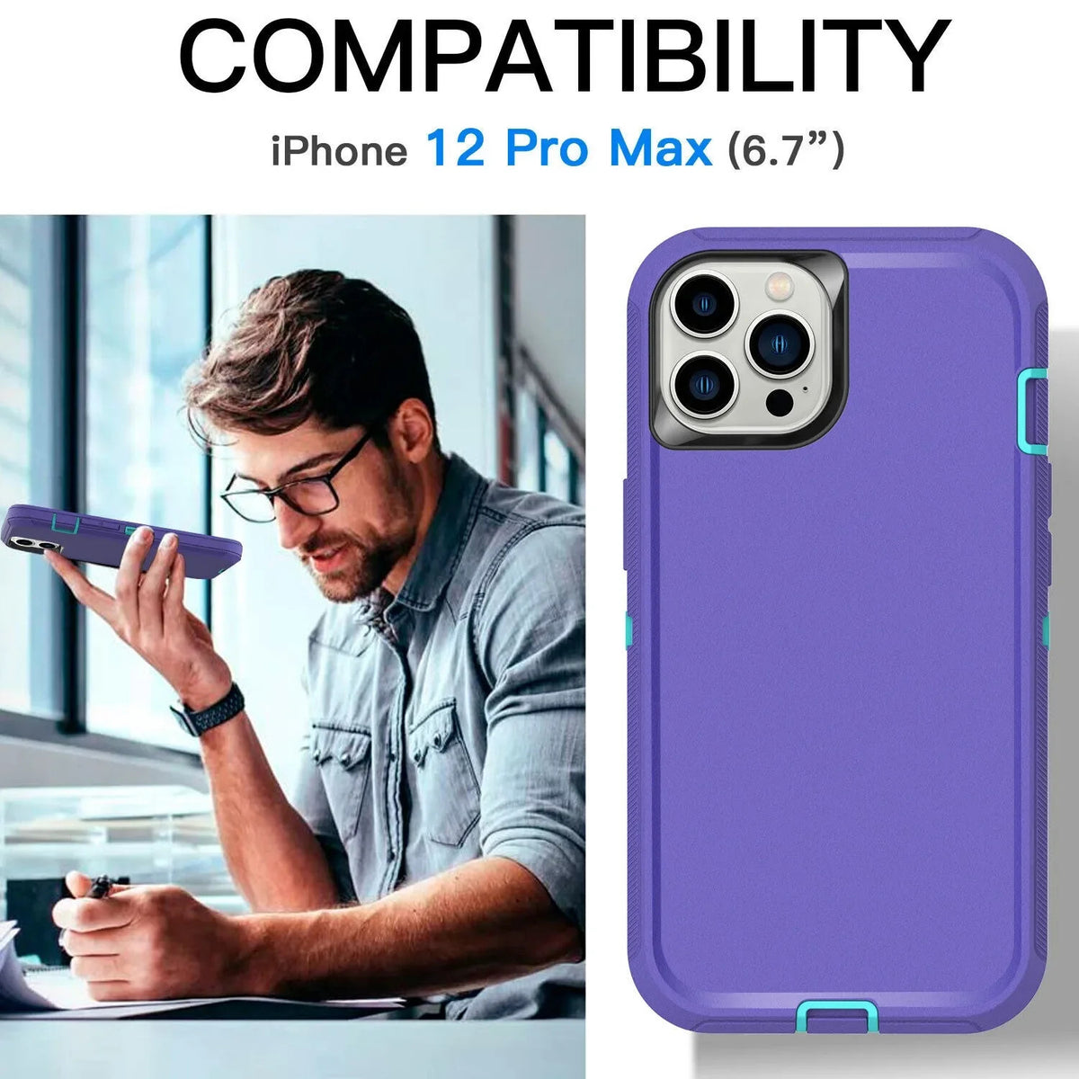 Hybrid Case Cover for iPhone 11 12 13 14 15 16 ProMax Shockproof Rugged