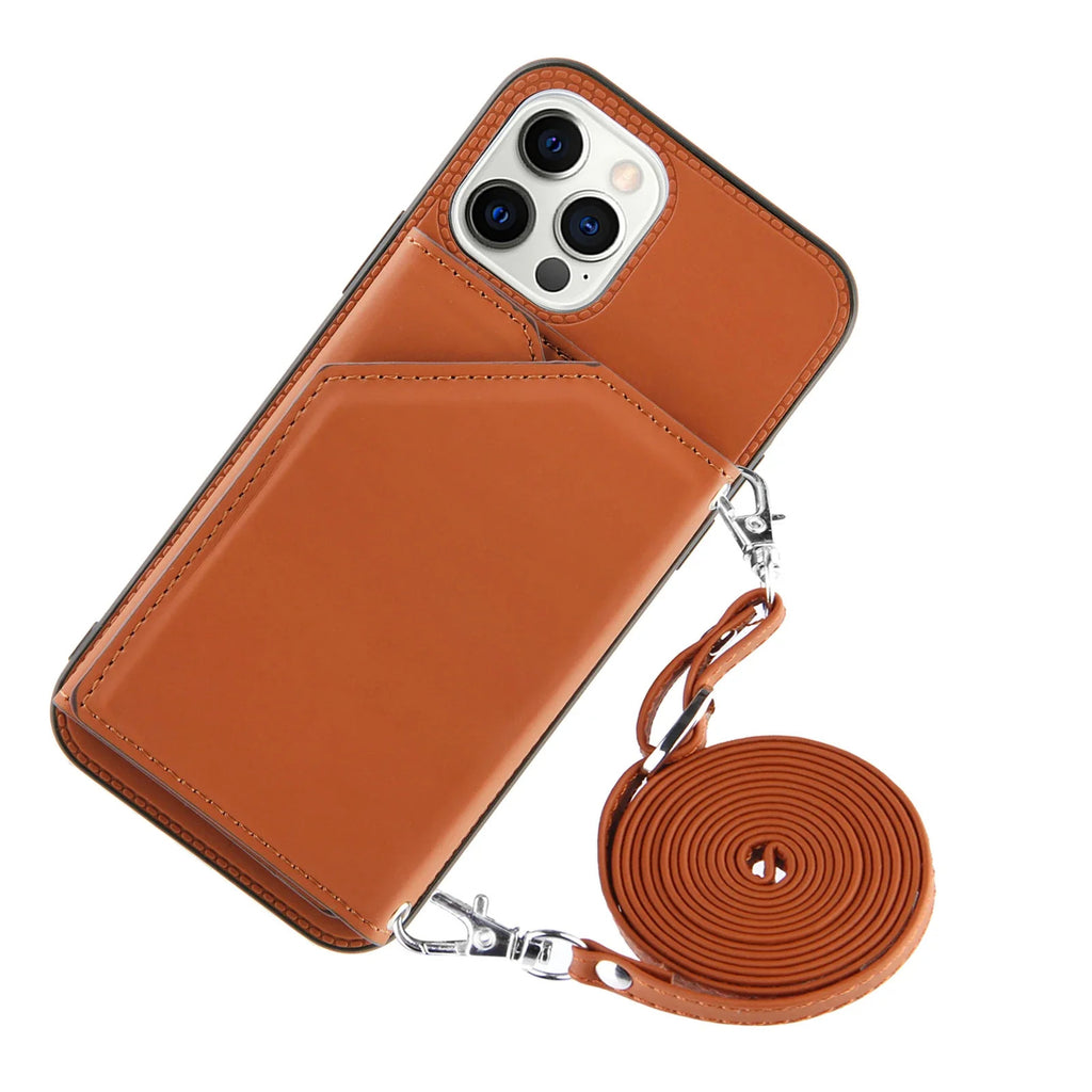 Lanyard Crossbody leather Case For iPhone 13 12 11 Pro Max XS MAX XR X 7 8 Plus