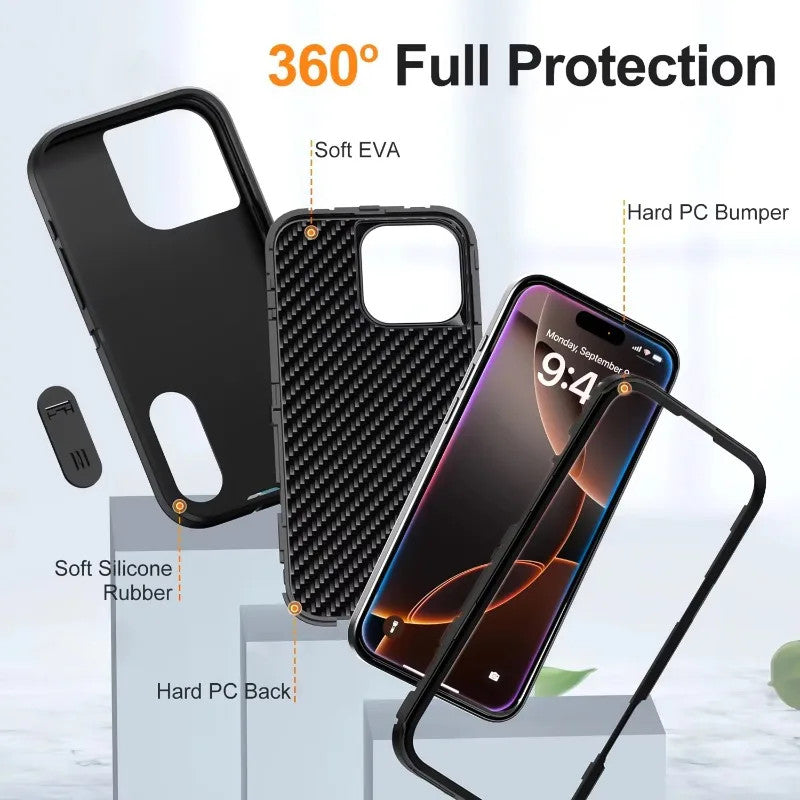 3IN1 Hybrid Military Anti-Shock Strong Phone Case For iPhone 17 Air 16 11 12 13