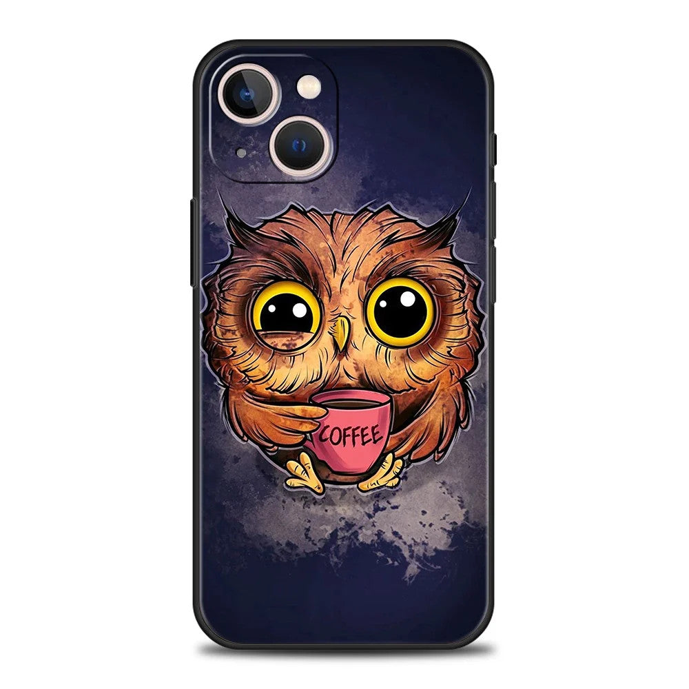 Cute Cartoon Owl Phone Case Cover For iPhone 15 14 13 12 11 Pro Max X XR 8 7