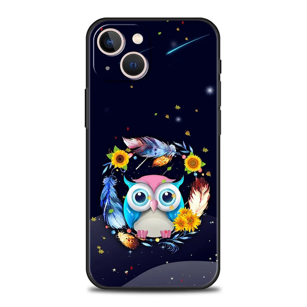 Cute Cartoon Owl Phone Case Cover For iPhone 15 14 13 12 11 Pro Max X XR 8 7
