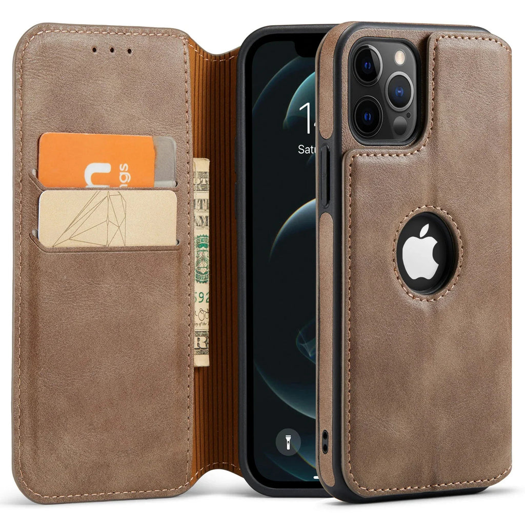 Leather Case For iPhone 16 15 14 13 12 11 Pro Max XS XR Wallet Case [RFID