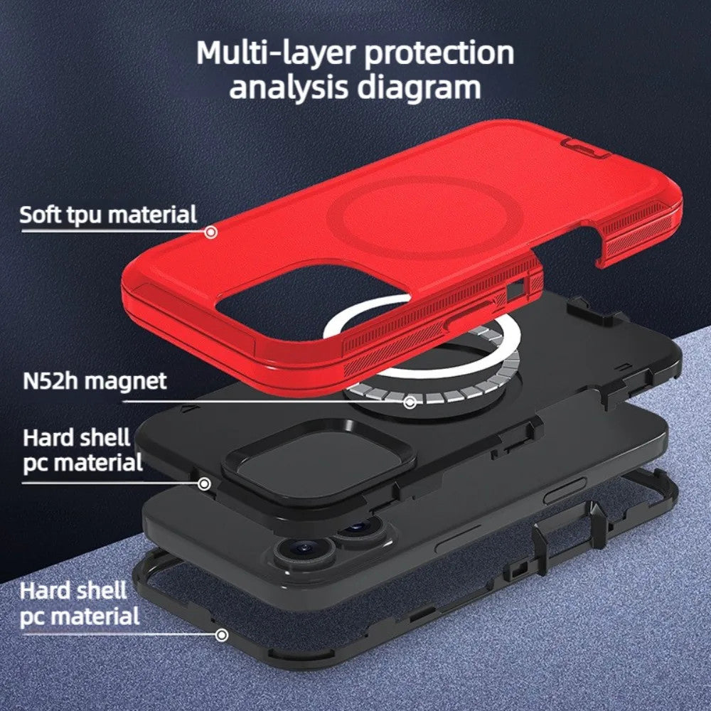 For Magnetic Strong Magnets 3-Layer Hybrid Case For iPhone 17 Pro Max 17e Air