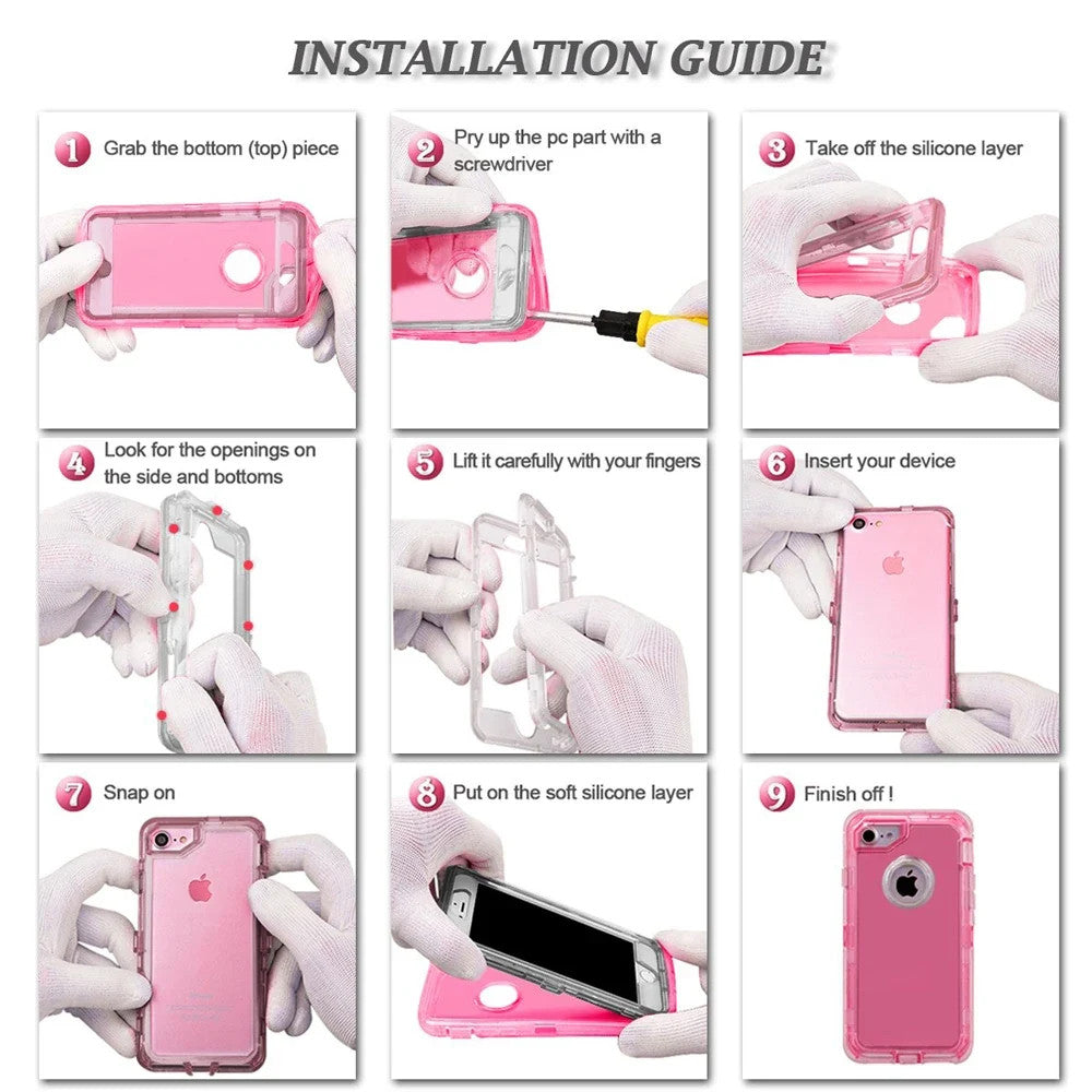 Hybrid Heavy Duty Case For iPhone 14 13 11 12 15 16 Pro Max X XSMAX XR XS 7 8