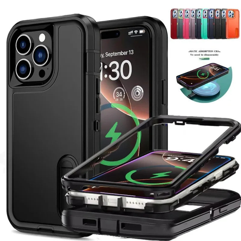 3IN1 Hybrid Military Anti-Shock Strong Phone Case For iPhone 17 Air 16 11 12 13