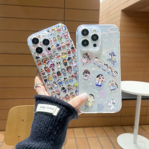 3D Comic  Campus Daily Learning Crayon   Holder Cartoon Phone Case For iPhone