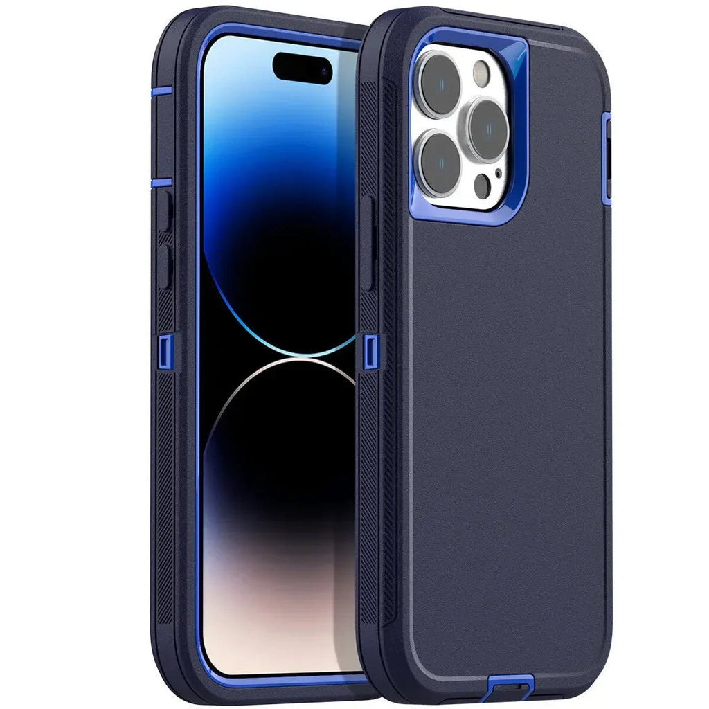3 in 1 Defend Case For iPhone 16 11 12 13 14 Pro Max 15 Plus 7 8 SE 2022 Xs XR