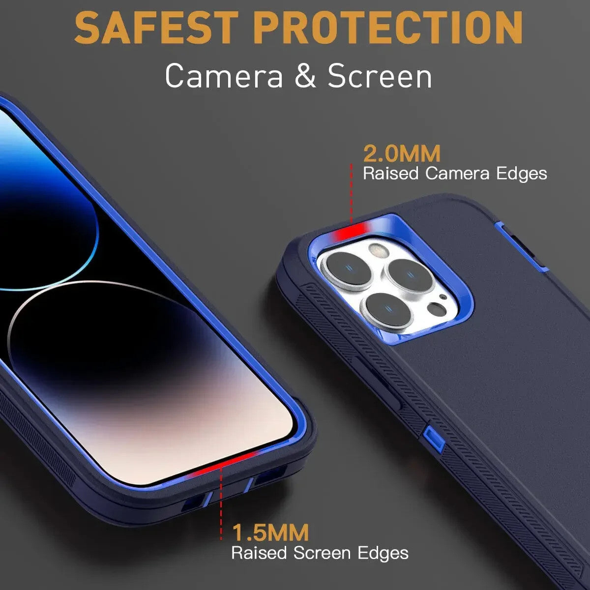 3 in 1 Defend Case For iPhone 16 11 12 13 14 Pro Max 15 Plus 7 8 SE 2022 Xs XR
