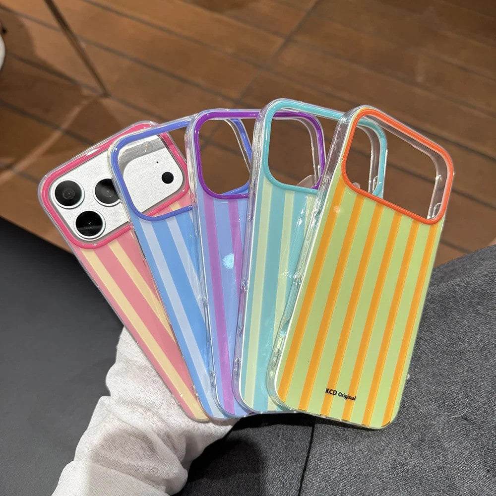 Canyd Color Blocking Striped Pattern Case For iPhone 17 16 15 14 Pro Max 13