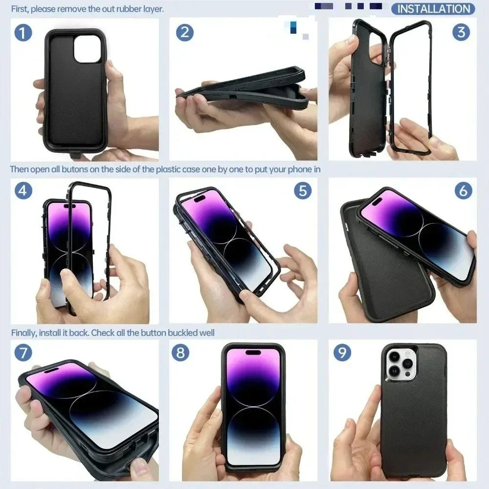Hybrid OTT Armor Protection Magnetic Case For iPhone Air 17 16 15 14 Plus 13 12