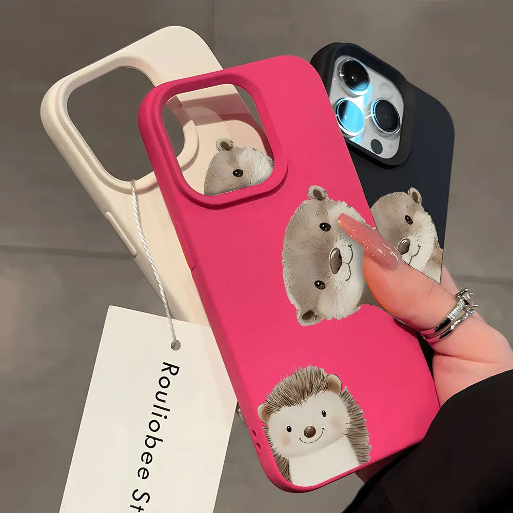 Cute Hybrid And Hedgehog Phone Case For iPhone 17 16 15 14 13 12 11 Pro Max 14