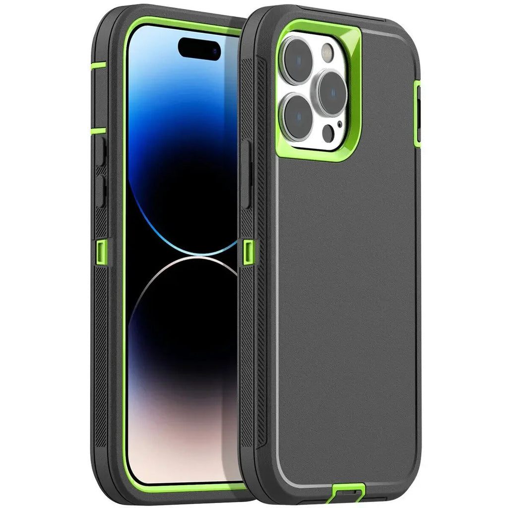 3 in 1 Defend Case For iPhone 16 11 12 13 14 Pro Max 15 Plus 7 8 SE 2022 Xs XR