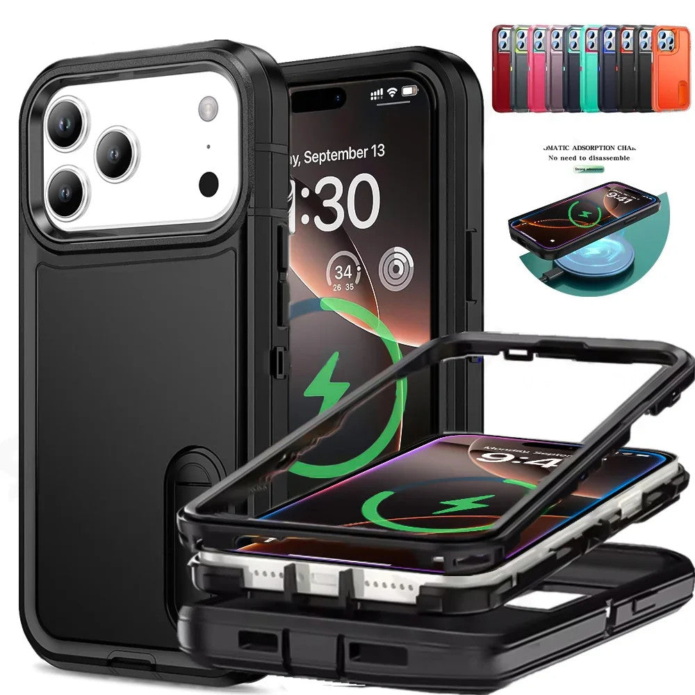 3IN1 Hybrid Military Anti-Shock Phone Case for IPhone 17 17Pro 17 Air 17 Pro