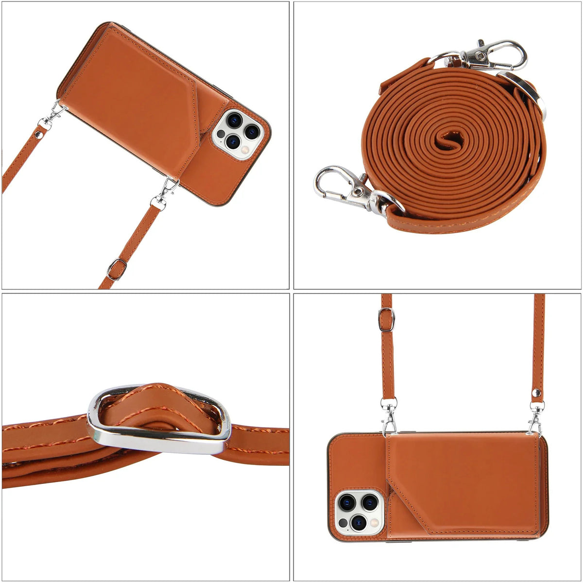 Lanyard Crossbody leather Case For iPhone 13 12 11 Pro Max XS MAX XR X 7 8 Plus