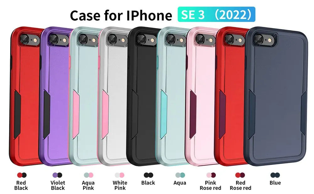 For iPhone SE 3 2022 Case Shockproof Hybrid Case Dual Layer Design Hard Cover