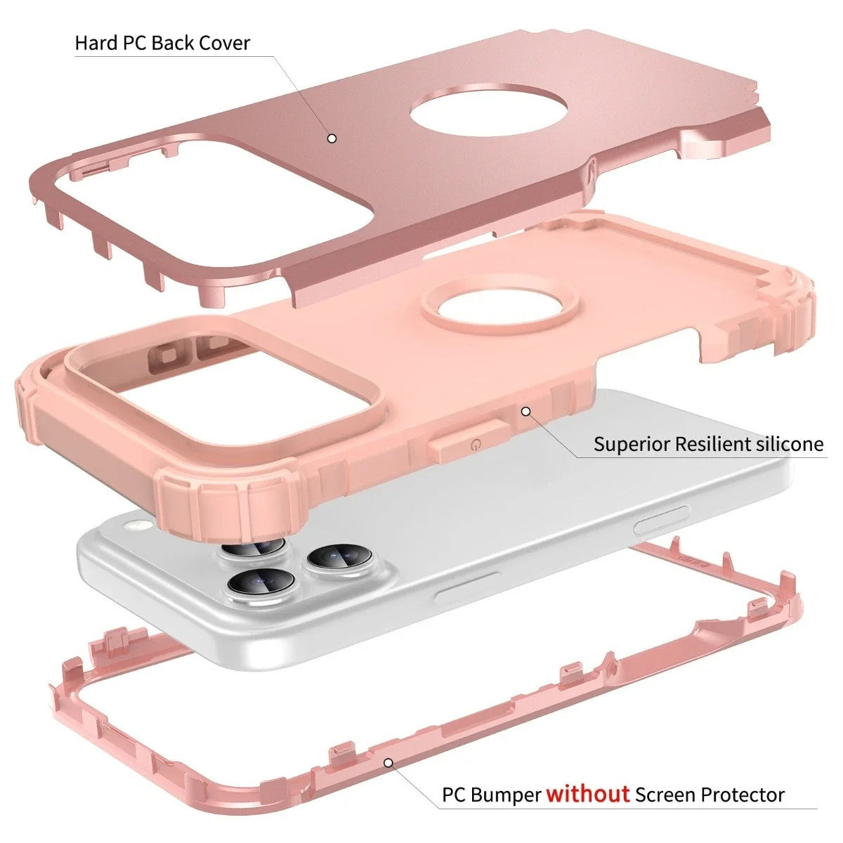 Heavy Duty Hybrid Armor Defender Phone Case For iPhone 17 16 15 14 13 Pro Max