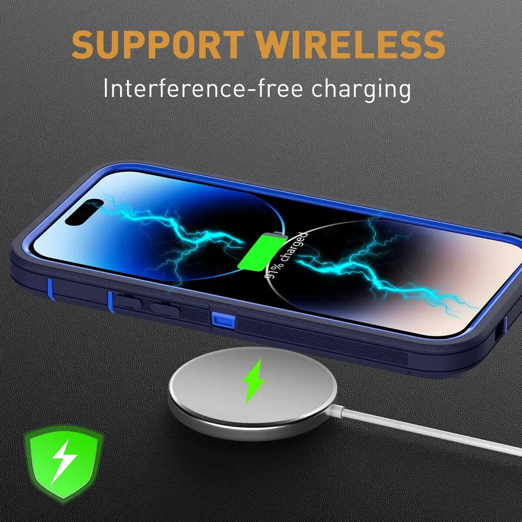 3 in 1 Defend Case For iPhone 16 11 12 13 14 Pro Max 15 Plus 7 8 SE 2022 Xs XR