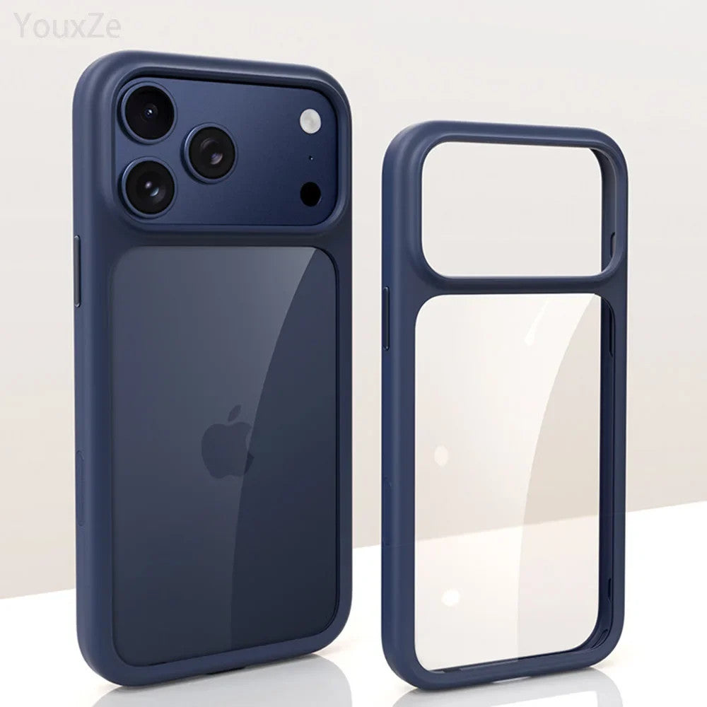 Premium Hybrid Case For iPhone 17 Pro Max Colored Bumper Hard PC Back Soft