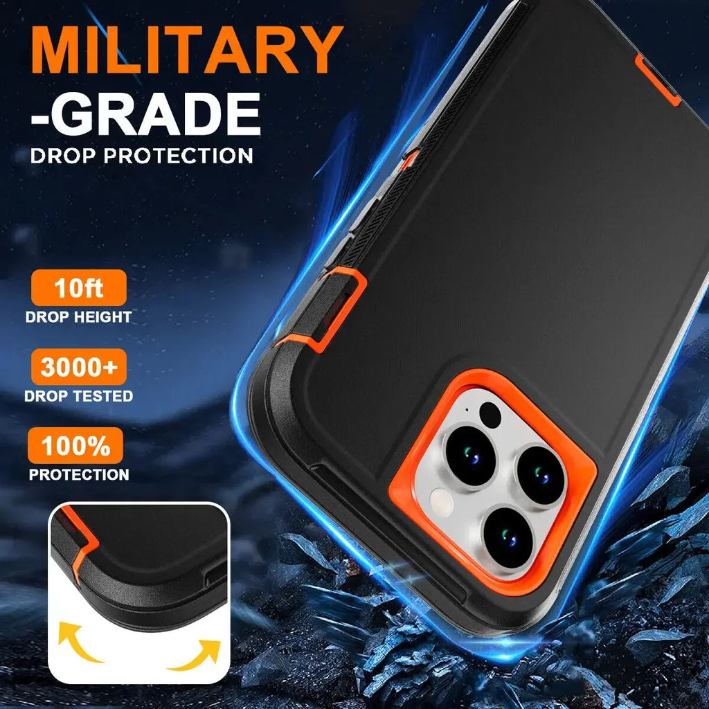3 in 1 Defend Case For iPhone 16 11 12 13 14 Pro Max 15 Plus 7 8 SE 2022 Xs XR