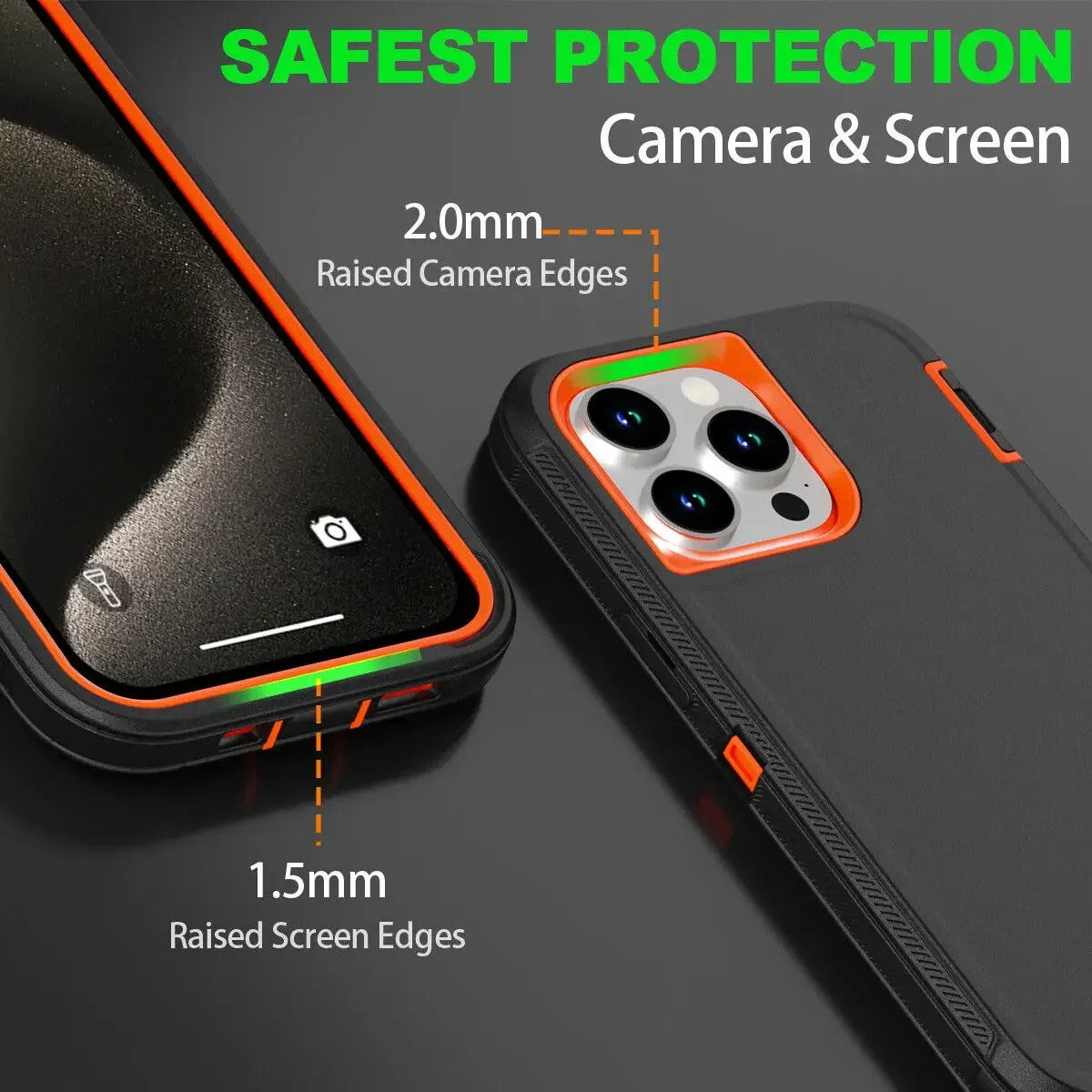 3 in 1 Defend Case For iPhone 16 11 12 13 14 Pro Max 15 Plus 7 8 SE 2022 Xs XR
