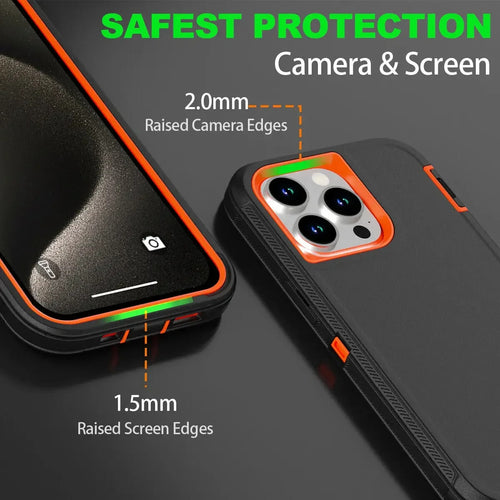 3 in 1 Defend Case For iPhone 16 11 12 13 14 Pro Max 15 Plus 7 8 SE 2022 Xs XR