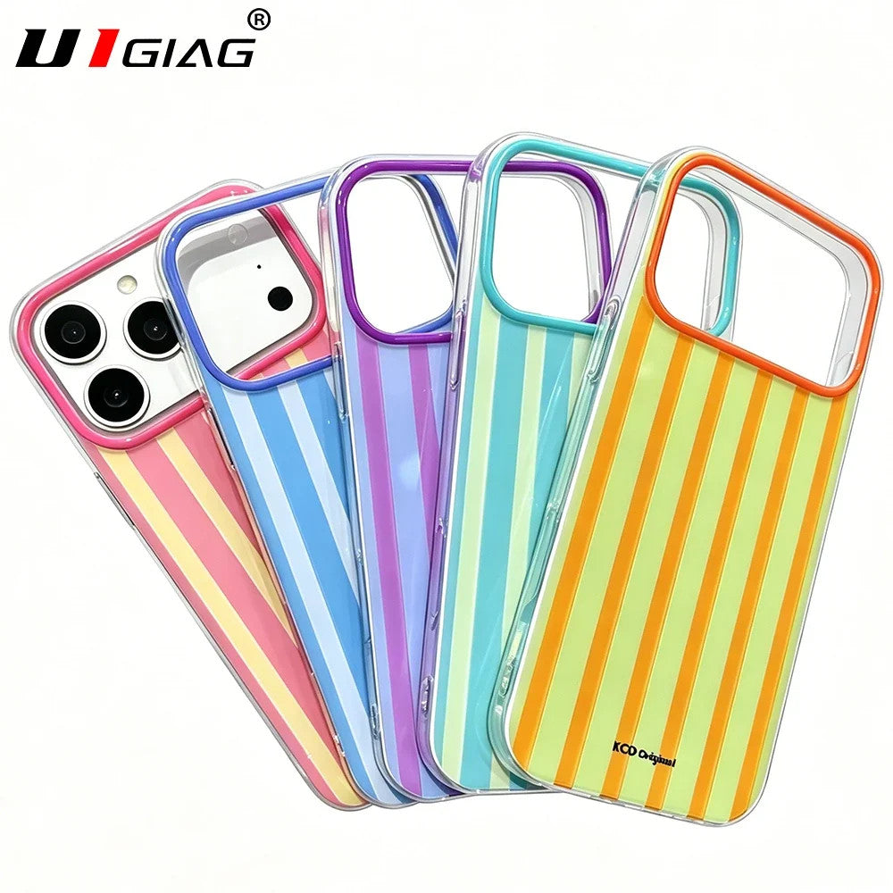 Canyd Color Blocking Striped Pattern Case For iPhone 17 16 15 14 Pro Max 13