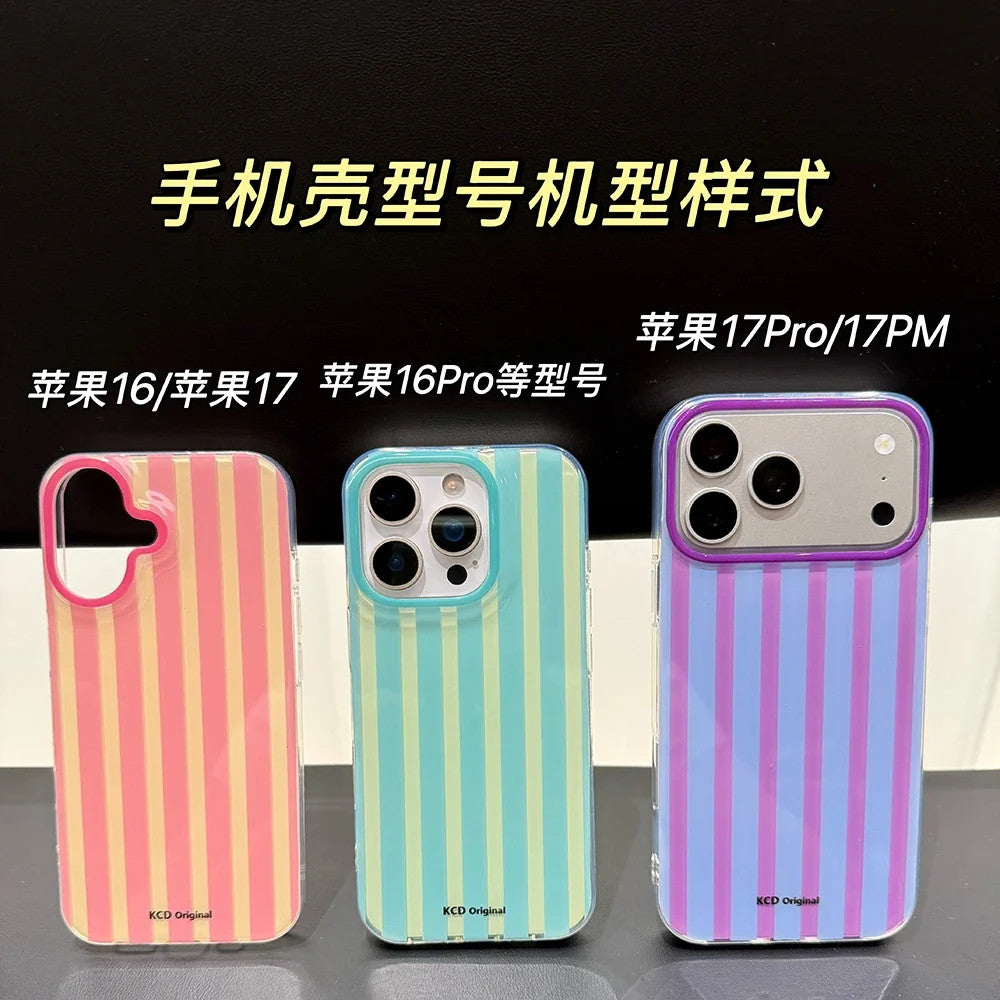 Canyd Color Blocking Striped Pattern Case For iPhone 17 16 15 14 Pro Max 13