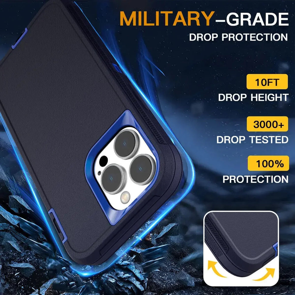 3 in 1 Defend Case For iPhone 16 11 12 13 14 Pro Max 15 Plus 7 8 SE 2022 Xs XR