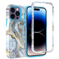 Shockproof Marble Hybrid Triple Layer Hard Case For iPhone 14 Pro Max 15 13 12,