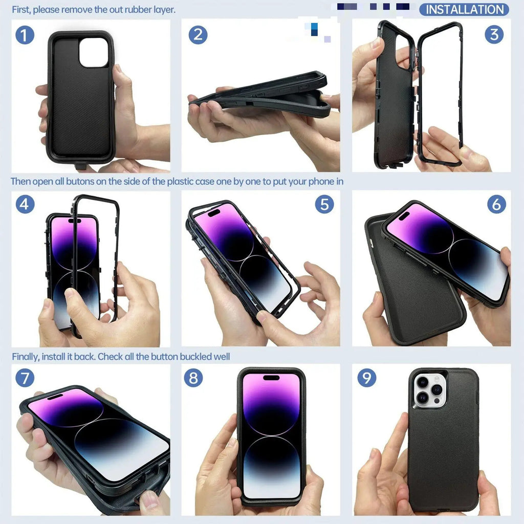 Hybrid Case Cover for iPhone 11 12 13 14 15 16 ProMax Shockproof Rugged