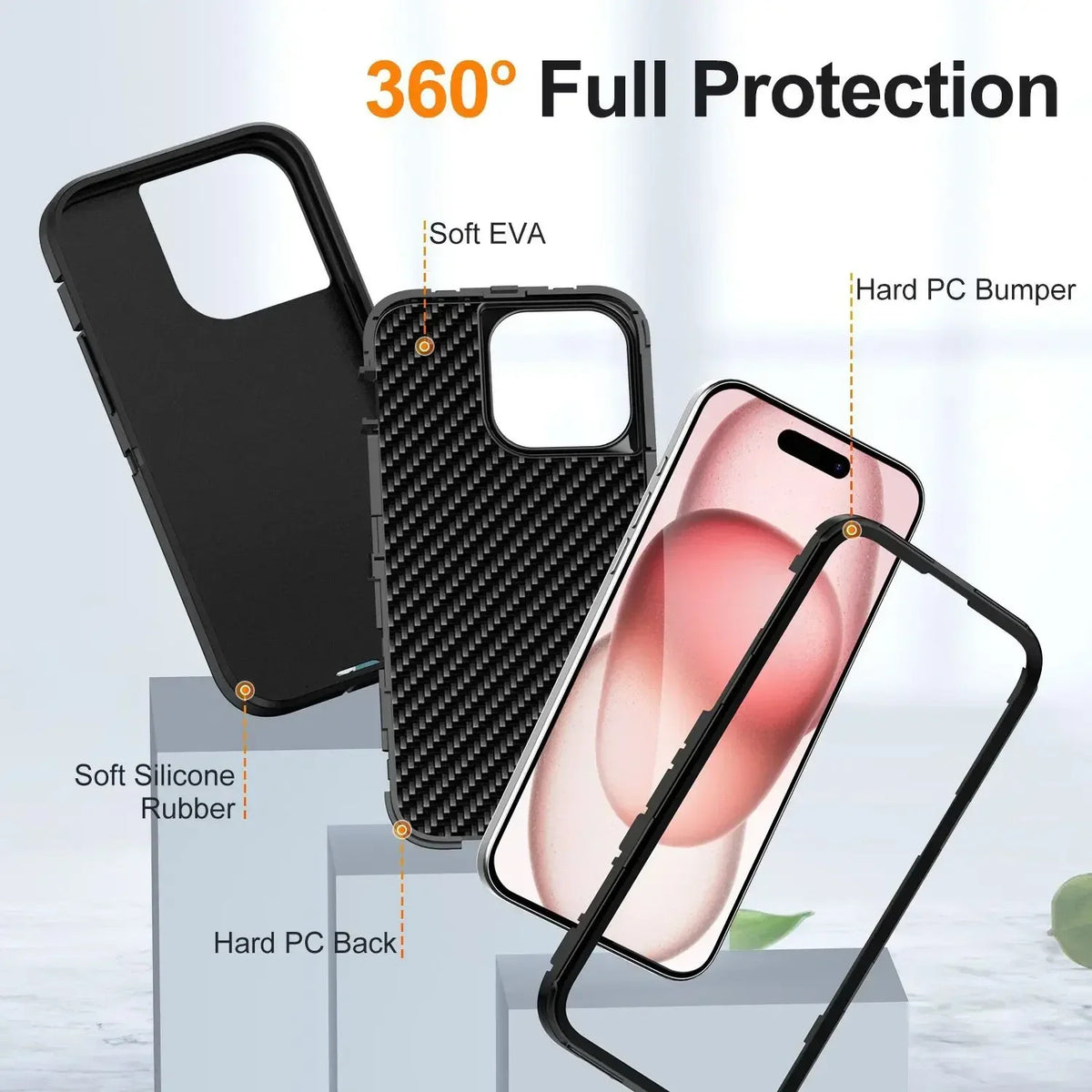 3in1 Hybrid Heavy Duty Armor Case For Iphone 16pro 16 15 14 Pro Max Plus For