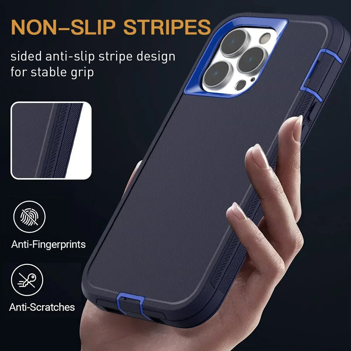 3 in 1 Defend Case For iPhone 16 11 12 13 14 Pro Max 15 Plus 7 8 SE 2022 Xs XR