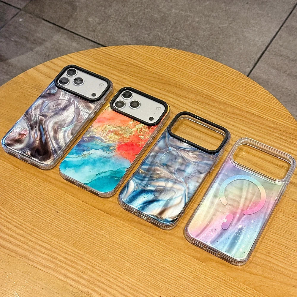 Glitter Shell Marble Magnetic Soft Case for IPhone 17 16 15 14 13 Pro Max Plus
