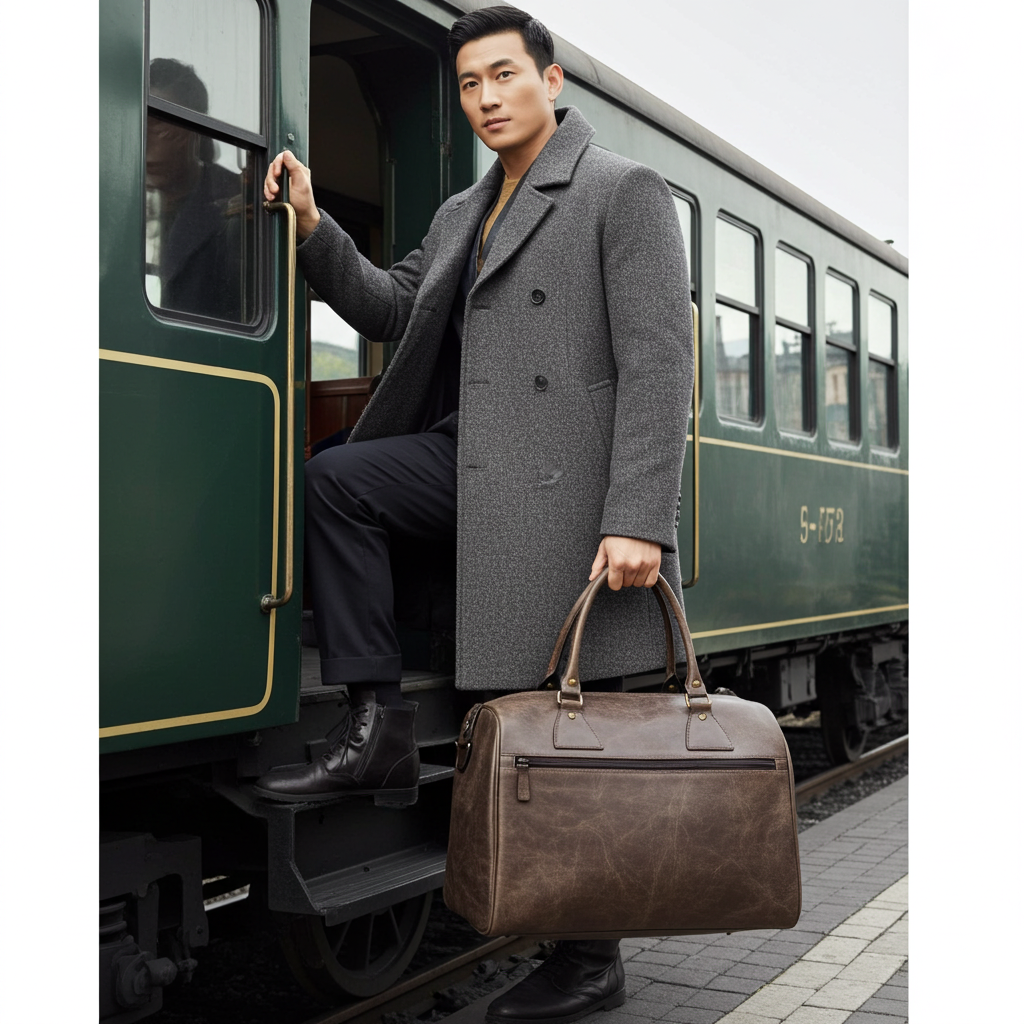 Crazy Horse Leather Weekender Bag – Full-Grain Travel Duffel with Laptop Pocket