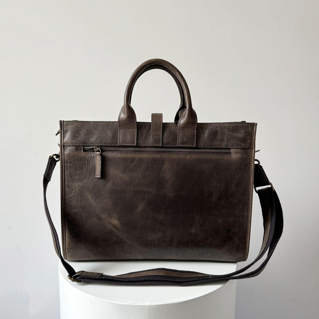 16" Crazy Horse Full-Grain Leather Briefcase